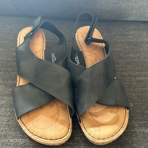 Born Henning Leather Cork Slingback Wedge Sandals - Picture 5 of 6